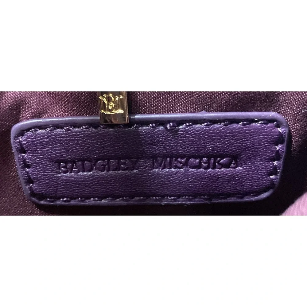 Badgley Mischka Women Vegan Leather Purple Quilt Crossbody Purse NWT $129-6x9x3